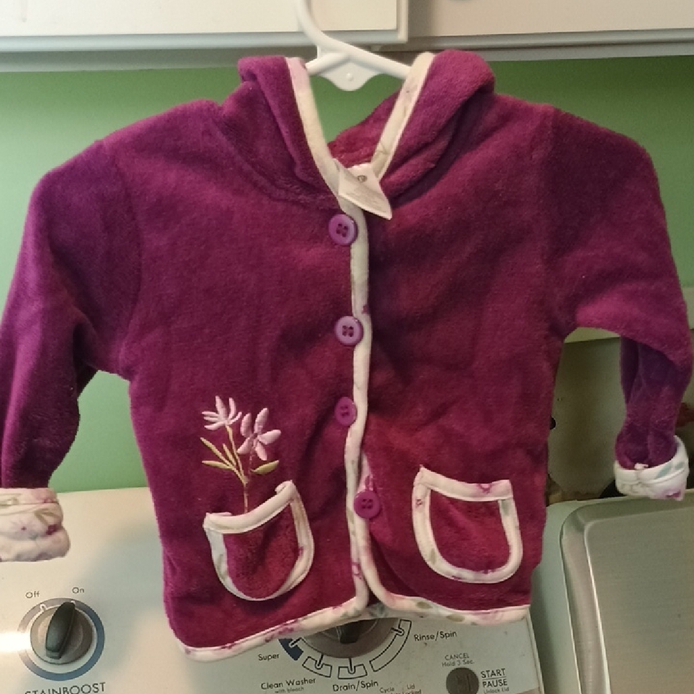 Carter's Purple Fleece Jacket with Floral Pockets